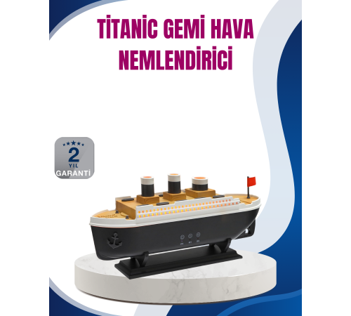 Dekoratif Gemi Modeli 7 Renk Işıklı Hava Nemlendirici ve Oda Kokusu Difüzörü