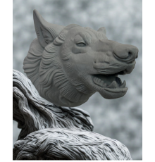 Gri Kurt Başı Figürü Duvar Tipi Dekoratif Heykel Hediyelik