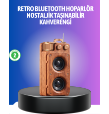 Vintage Tasarımlı Bluetooth Hoparlör Uzun Pil Ömürlü ve FM Destekli