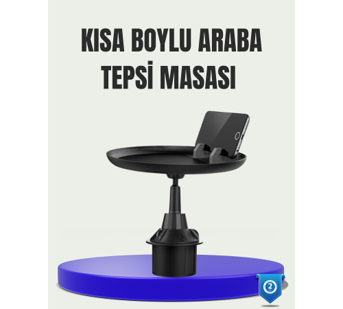 360° Döner Araç Bardaklık Tepsisi Geniş Yemek Alanlı Telefon Standlı