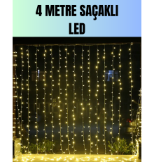 4 Metre Yılbaşı Şelale Led Perde Işık Ev Bahçe Dekor