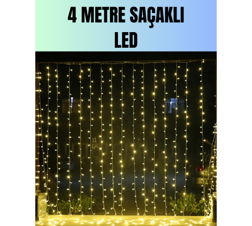 4 Metre Yılbaşı Şelale Led Perde Işık Ev Bahçe Dekor