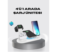 4’lü Apple Kablosuz Şarj Standı iPhone Watch ve AirPods Çoklu Şarjlı