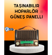 Solar Şarjlı Taşınabilir Radyo Bluetooth Hoparlör USB SD Destekli