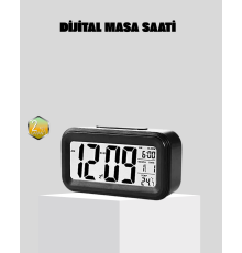 Fotoselli Dijital Masa Saati Aydınlatmalı Alarm ve Tarih Göstergeli