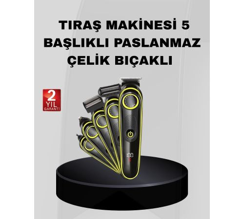 5’i 1 Arada Şarjlı Erkek Bakım Seti LED Göstergeli ve Suya Dayanıklı