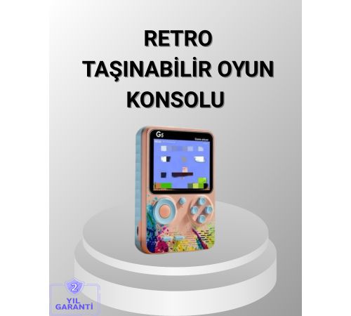 Mini Retro Oyun Konsolu 500 Oyunlu 3.0 İnç Ekran ve Şarjlı Batarya