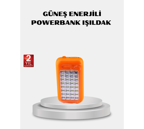 Solar Powerbank 10000 mAh LED Kamp Lambalı Taşınabilir Şarj Cihazı