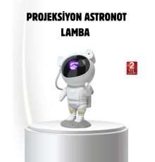 Bluetooth Müzikli Astronot Projeksiyon Lambası Yıldız ve Ay Efektli