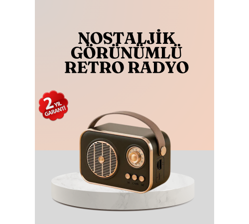 Bluetooth’lu Retro Radyo – FM Destekli Nostaljik Hoparlör