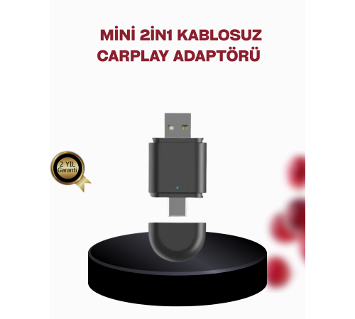 Kablosuz CarPlay Adaptörü – Bluetooth 5.4 ve Wi-Fi 6 Teknolojili Tak & Çalıştır Dönüştürücü