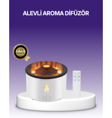 3D Alev Efektli Hava Nemlendirici – Uzaktan Kumandalı ve 8 Saat Çalışma Süreli