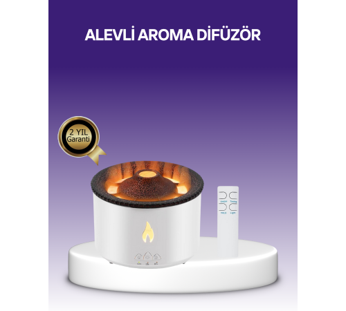 3D Alev Efektli Hava Nemlendirici – Uzaktan Kumandalı ve 8 Saat Çalışma Süreli
