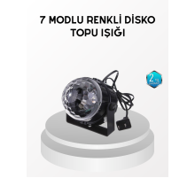 7 Renk Modlu Müzik Sensörlü Disko Topu – LED Işıklı Parti Aydınlatması