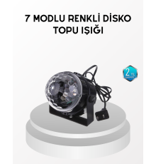 7 Renk Modlu Müzik Sensörlü Disko Topu – LED Işıklı Parti Aydınlatması