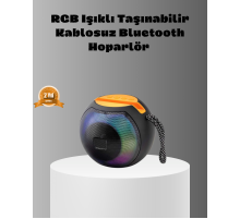 Taşınabilir Bluetooth Hoparlör – RGB Işıklı, Güçlü Bas ve 8 Saat Pil Ömrü