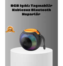 Taşınabilir Bluetooth Hoparlör – RGB Işıklı, Güçlü Bas ve 8 Saat Pil Ömrü