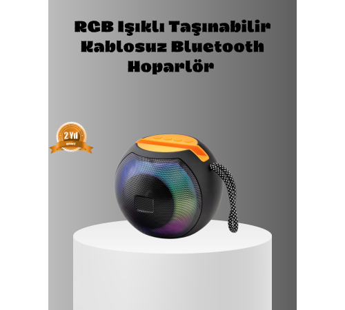 Taşınabilir Bluetooth Hoparlör – RGB Işıklı, Güçlü Bas ve 8 Saat Pil Ömrü