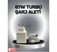 67 Watt Güvenli Hızlı Şarj Adaptörü Samsung M31 M33 M51 Uyumlu