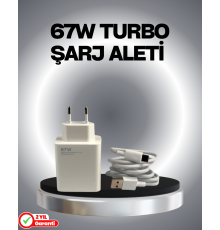 67 Watt Güvenli Hızlı Şarj Adaptörü Samsung M31 M33 M51 Uyumlu