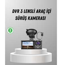 Üç Kameralı Araç DVR Full HD Gece Görüşlü ve 2 inç IPS Ekranlı