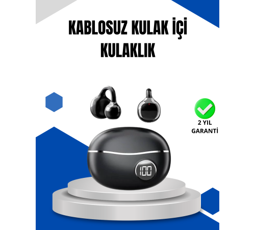 Bluetooth 5.4 Kablosuz Kulaklık – Açık Kulak Güvenli Tasarım ve Hızlı Şarj Özelliği