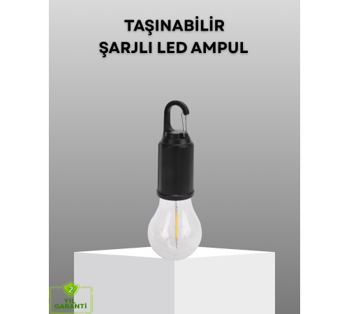 Şarjlı Kancalı LED Lamba – Kamp, Balkon ve Acil Durum Işığı