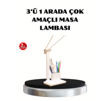 Kalemlik ve Telefon Standlı Masa Lambası – Kısılabilir LED Işık, Göz Dostu Tasarım