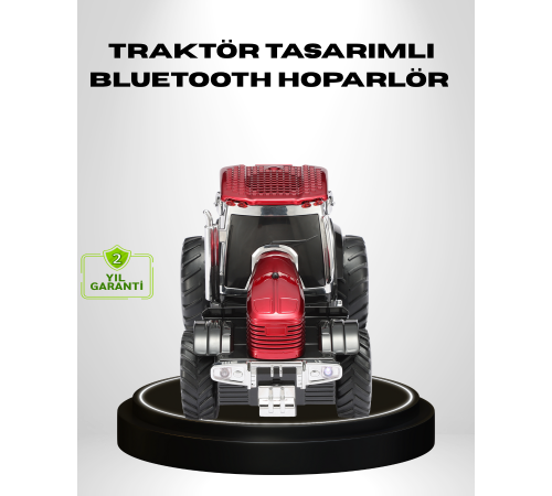 Retro Traktör Tasarımlı Kablosuz Hoparlör USB TF AUX FM Destekli