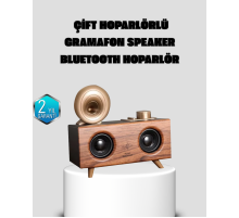 Gramafon Tasarımlı Bluetooth Hoparlör 3D Ses Teknolojili Çok Fonksiyonlu