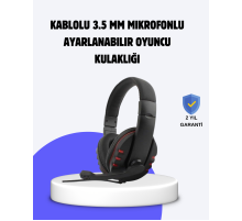 Kırmızı  Kulaklığı Mikrofonlu Ayarlanabilir Konforlu Tasarımlı