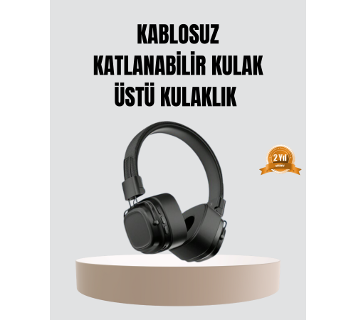 Bluetooth Kablosuz Kulak Üstü Kulaklık Katlanabilir Konforlu ve Şık Tasarımlı