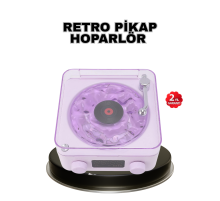 Projektör Işıklı Retro Hoparlör Bluetooth AUX USB Hafıza Kartlı 360° Sesli Şarjlı