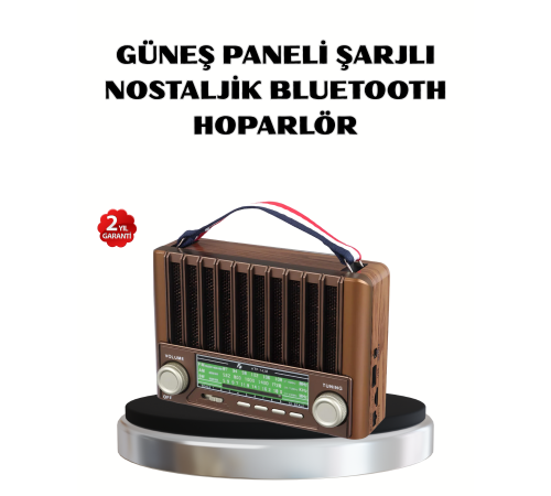 Solar Hoparlör Bluetooth FM AM SW Radyo Çok Fonksiyonlu Şarjlı