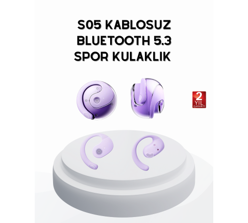 S05 Bluetooth 5.3 Kulaklık IPX4 Su Geçirmez Hızlı Eşleşme Güçlü Stereo Ses