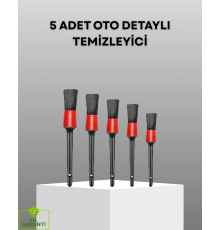 5 Parça Detay Temizlik Fırçası Seti Jant Motor Havalandırma İç Dış Temizlik