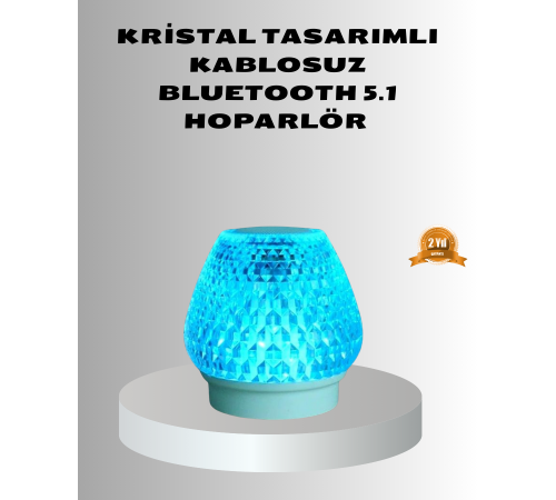 Mini LED Işıklı Bluetooth Hoparlör 5W Kristal Desenli 1200 mAh Şarjlı