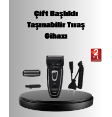 Şarjlı Kablosuz Tıraş Makinesi Çift Başlık Kuru Tıraş Ergonomik Taşınabilir