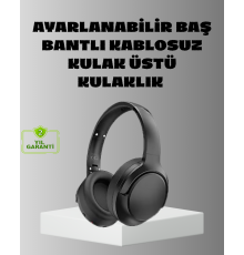 Siyah Kablosuz Bluetooth Kulaklık 300 mAh Hızlı Şarj Katlanabilir Pedli