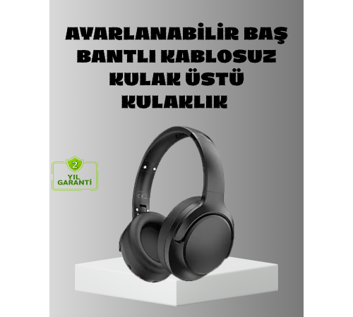 Siyah Kablosuz Bluetooth Kulaklık 300 mAh Hızlı Şarj Katlanabilir Pedli