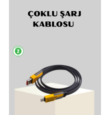 65W Çoklu Şarj Kablosu 4’ü 1 Arada Örgülü Hızlı Veri Aktarım USB-C USB-A