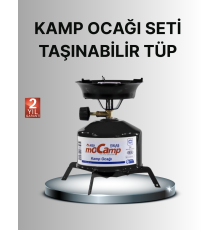 Kompakt Kamp Ocağı Seti Gaz Tüplü Ayarlanabilir Alevli 400g Hafif Tasarım