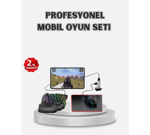 Android Uyumlu Mobil Oyun Kiti 5in1 Klavye Mouse Dönüştürücü Gecikmesiz FPS Set