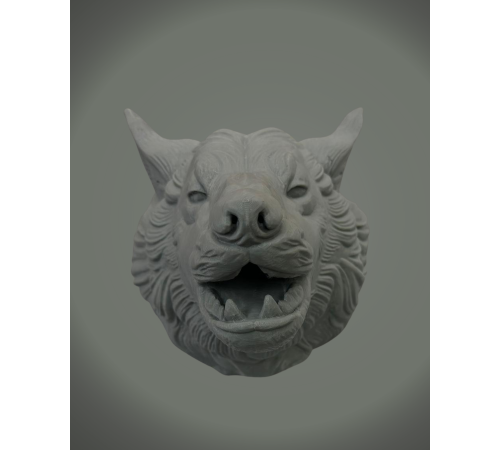 Asılabilir Gri Kurt Heykeli Ev Ofis Duvar Süslemesi Dekoratif