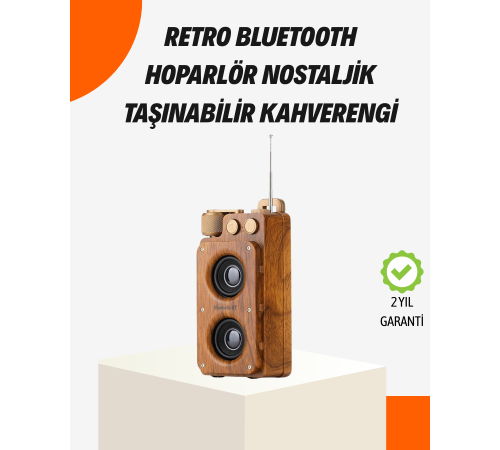 Ahşap Tarzı Kablosuz Hoparlör 5W Güçlü Bass TF USB AUX