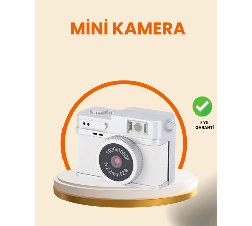 Kompakt Mini Kamera Retro Tasarım 128GB Hafıza 1080P Video