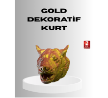 Gold Renk 3D Kurt Başı Duvar Dekoru