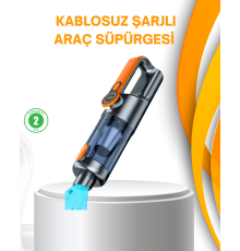 Kompakt Şarjlı El Süpürgesi Kuru ve Sıvı Temizlik 5 Aparatlı