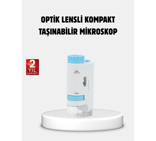 Taşınabilir Eğitim Mikroskobu 80X–200X LED Işıklı ve Darbeye Dayanıklı