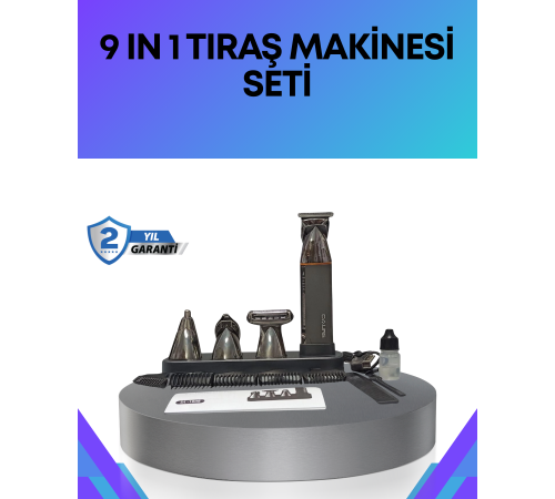 Çok Fonksiyonlu 9’u 1 Arada Tıraş Makinesi Şarjlı Saç Sakal Düzeltici